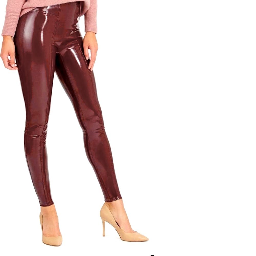 NWT Spanx Faux Patent Leather Legging in Ruby S